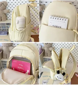 Carino zaino mini in pelle PU da donna, zainetto casual giornaliero con scomparti multipli.