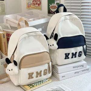 Mochila Escolar para Niños Ligera Bloque de Color Mochila de Estudiante Escuela Primaria Bolsa de Viaje con Colgante de Animal