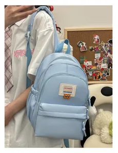 Zaino casual mini azzurro da donna, graziosa borsa scolastica carina e zainetto da viaggio.