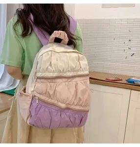 Zaino a torta plissettata dolce, borsa casual multicolore da donna, mini zaino leggero da viaggio.