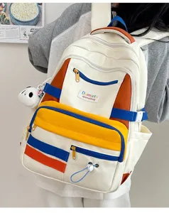 Zaino scolastico color block carino per studenti grande capacità borsa casual giornaliera