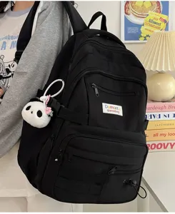 Zaino carino stile giapponese grande capacita borsa studente nera porta pc scolastica