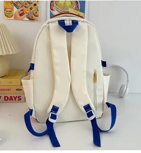 Zaino per studenti in stile ins giapponese bicolore carino, grande borsa per laptop.