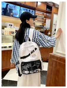 Casual transparante Ita-rugzak voor studenten, stijlvolle anime poppen schooltas.