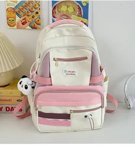 Zaino carino in stile giapponese color block grande capacita borsa scolare per studenti