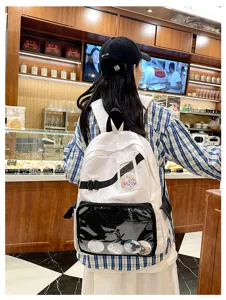 Neutrale transparante dubbele schouder rugzak schooltas voor studenten anime display