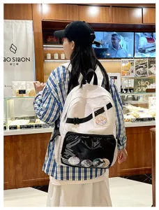 Neutrale stijl ita bag canvas rugzak met transparante zak voor scholieren en vrije tijd