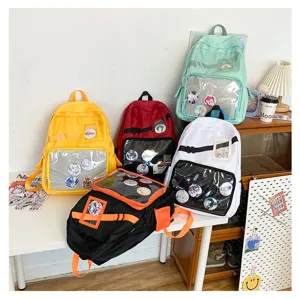Unisex Ita rugzak doorzichtige voorvak schooltas voor anime badges display casual dagrugzak