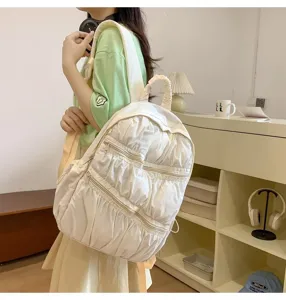 Zaino mini bianco con volant stile dolce zaino leggero multifunzione borsa casual per la scuola