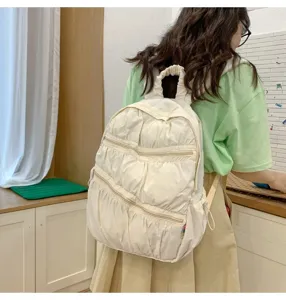Zaino casual con balze pieghettate borsa leggera carina da scuola viaggio donna.