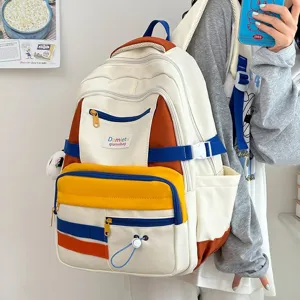 Zaino per studenti in blocco di colore stile giapponese grande capacità borsa per la scuola