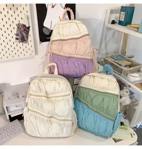 Zaino con volant multicolore stile casual leggero borsa scolastica per uso quotidiano