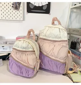Zaino casual leggero con pieghe stile torta dolce per scuola e viaggi di donna