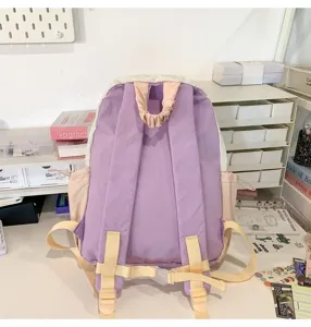 Zaino casual pieghettato dolce per donne e studenti borsa scolastica leggera ed elegante