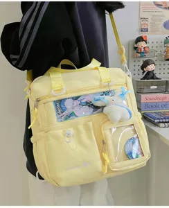 Zaino a tracolla ita bag in tela con grande finestra trasparente anime giapponese