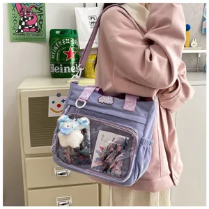 Corduroy ita tas crossbody grote capaciteit studenten badge tas anime schoudertas