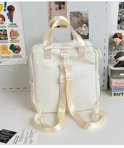 Zaino convertibile in tela bianca zaino casual borsa a tracolla per uso quotidiano