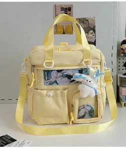 Borsa a tracolla grande capacita anime studente ita bag con finestra trasparente.
