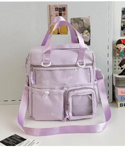 Stile giapponese grande capacita zaino ita finestra trasparente borsa a tracolla