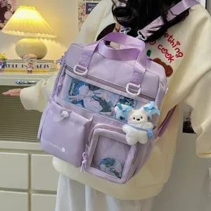 Zaino ita anime giapponese finestra trasparente grande capacità borsa a tracolla 3 in 1 viola
