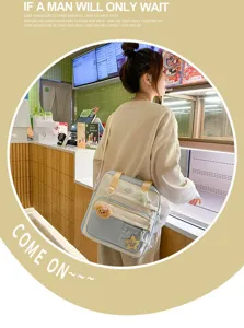 Sac dos d'école en toile pour filles, grand sac bandoulière et porte pour les élèves en classe.