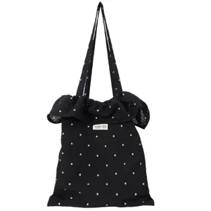 Schwarze Mesh Blumentasche Schultertasche mit Rüschen, leichten Sommer Freizeittote.