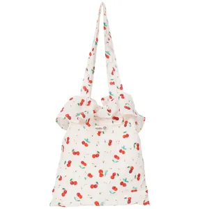 Schicke Kirschprint Chiffon Schultertasche mit eleganter Rüsche, leichte Sommertasche.