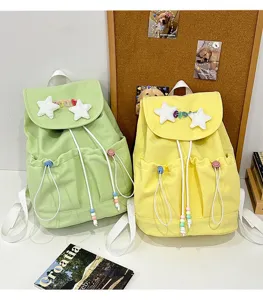 Cute Japanese style casual backpack for teenage girls lightweight star school bookbag