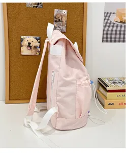 Pink casual backpack for school girls, lightweight cute daily daypack for students