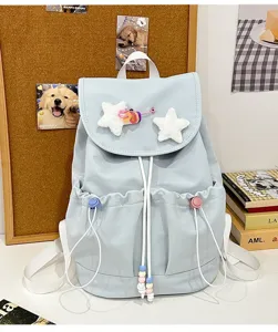 Japanese casual backpack cute pentagram schoolbag for girls lightweight student daypack