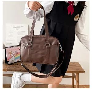 Japanese style college JK uniform PU shoulder bag casual crossbody tote for daily commuter