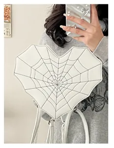 Cool Y2K style heart shaped spiderweb crossbody bag and multi-functional gothic backpack.