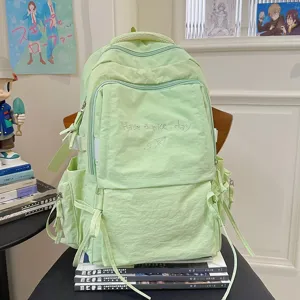 Lichte geborduurde canvas rugzak, grote capaciteit schooltas voor studenten voor dagelijkse reis.