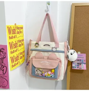 Bolso tote de lona para mujer gran capacidad bolso de hombro bandolera casual