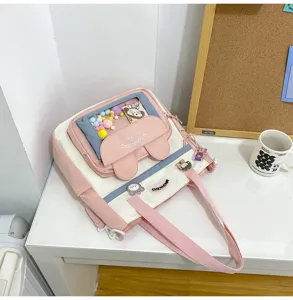 Bolso tote de lona bolso de hombro cruzado para mujer gran capacidad bolsa escolar lindo