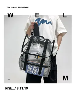 Clear PVC backpack for women stylish transparent travel daypack Japanese Korean fashion trend