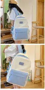 Japanese style contrast color student school backpack casual daypack for teenage girls