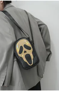 Sac bandoulière tendance style coréen fantôme crâne laser drôle pour hommes femmes