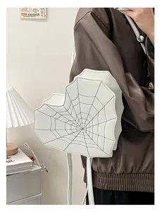 Heart shape spider web backpack and shoulder bag unique gothic punk style leather purse