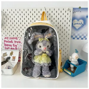 Japanese transparent ita backpack for 40cm plush dolls cute yellow school bag schoolgirl