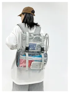 Clear PVC backpack women fashion transparent travel bag casual daypack school bag