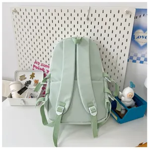 Japanese style light green student backpack casual multi-pocket school bag daily use
