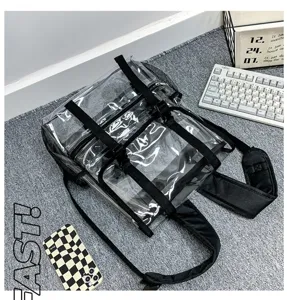 Klaren PVC transparenten Rucksack fuer Damen, modischer Reise Rucksack und Ita Bag Alltag.
