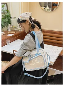 Borsa ita in stile giapponese finestra trasparente borsa a tracolla carina borsa da studente