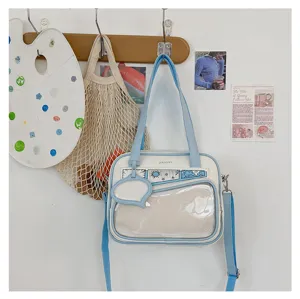 Borsa ita stile giapponese con finestra trasparente borsa a tracolla spalla per studenti.