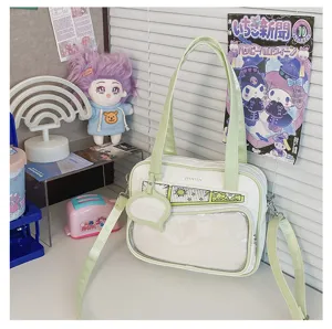 Borsa a tracolla stile giapponese bianca ita bag con finestra trasparente per donne.