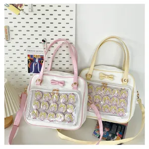 Cute bow medium ita bag transparent window sailor moon badges anime shoulder tote bag for women