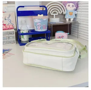 Giapponese piccola borsa ita bianco verde tracolla carina studente borsa giornaliera