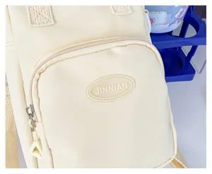 Cute beige mini backpack ita bag, stylish small crossbody bag for daily wear and cute style.