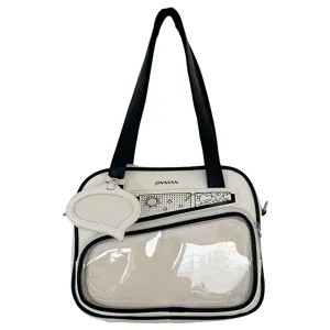 Borsa a tracolla Ita in stile giapponese con finestra trasparente, borsa casual per studenti.